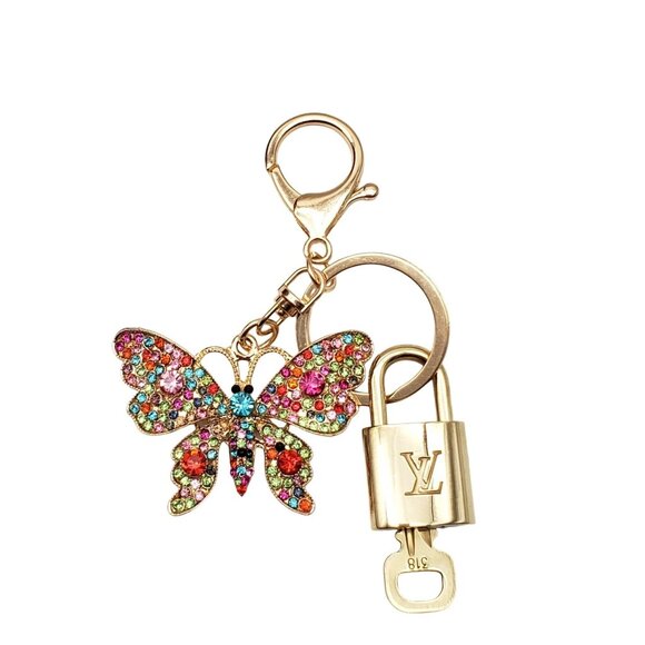 Authentic Louis Vuitton Lock & Key with unbranded Butterfly Bagcharm, Keycharm - Picture 1 of 10